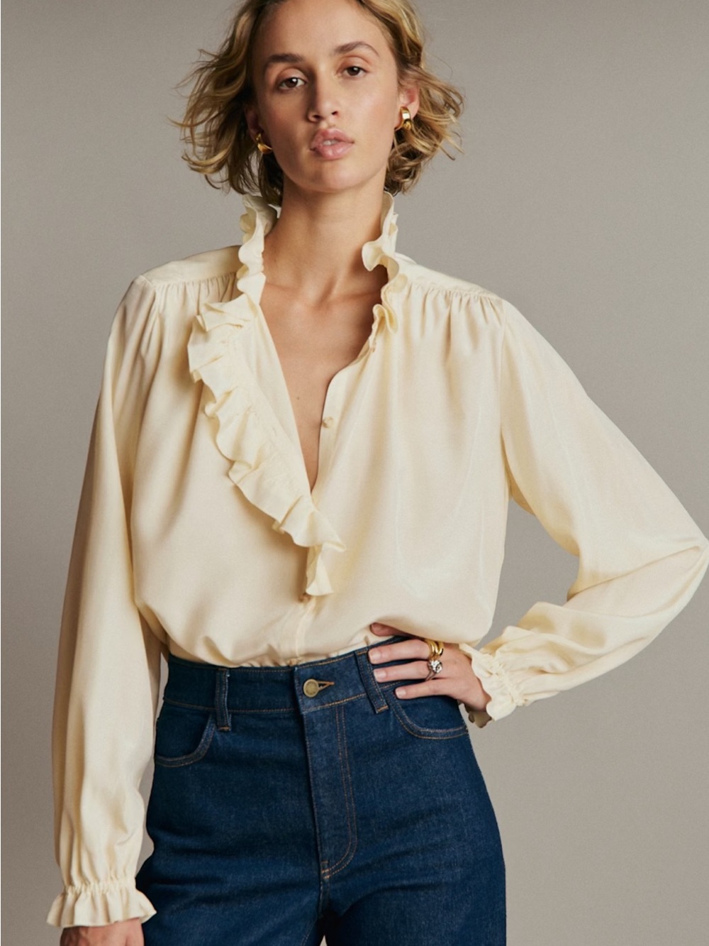 Sézane NWT Hana Shirt Cream size 12